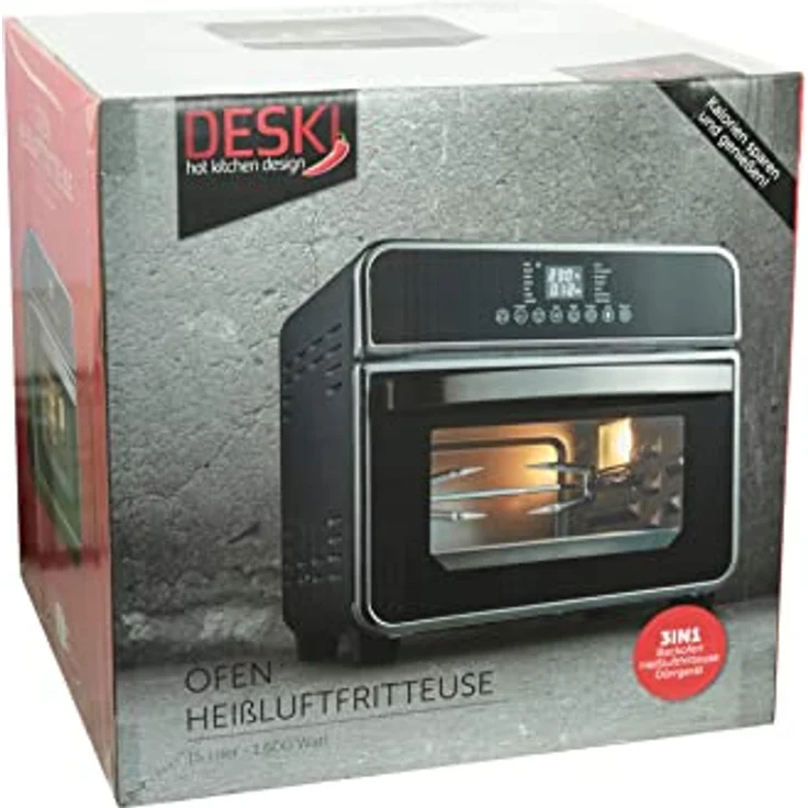 Deski Minibackofen, Standgerät, Garraum 15 l, Leistung 1600 W, Abmessungen in cm 33 x 35 x 34 schwarz, edelstahl – Bild 9