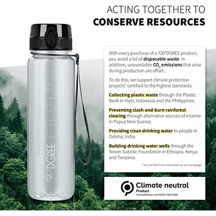 720°DGREE Trinkflasche uberBottle, Trinkflasche, Wasserflasche, 1000ml, Auslaufsicher, Sportflasche, für Schule, Sport, Fahrrad, Outdoor, Wandern mit Früchtesieb – Bild 4