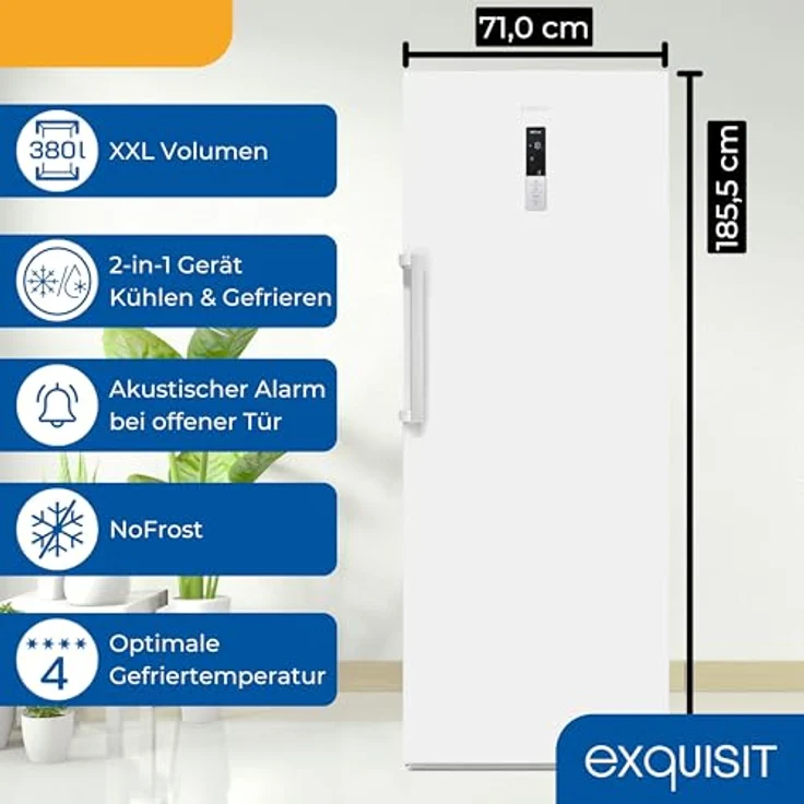Exquisit Gefrierschrank NoFrost GS5380-NF-H-050D, weiss, 380 Liter, Alarm-Funktion, 4-Sterne-Gefrierfach, Schnellkühlen – Bild 3