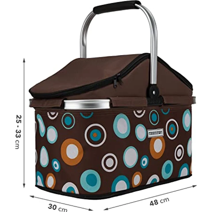 anndora Einkaufskorb, Isolierkorb, Picknick Kühlkorb, 25L, braun, hellblau  – Bild 10
