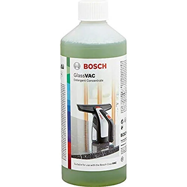 Bosch GlassVAC Reinigungsmittel, 500ml Konzentrat für Fenstersauger, ideal für Glas und nicht-poröse Oberflächen, streak-free Ergebnis – Bild 1