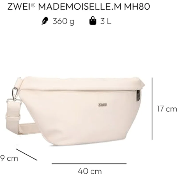 Zwei Umhängetasche Mademoiselle.M Off-White, mit Smartphonefach, stufenlos verstellbarer Schultergurt – Bild 2