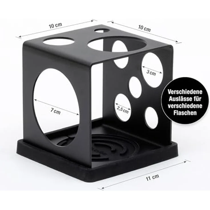Sanni Shoo All-in-One Abtropfhalter, platzsparender Flaschenhalter mit Abtropfmatte, vielseitiger Organizer aus Edelstahl, schwarz – Bild 3