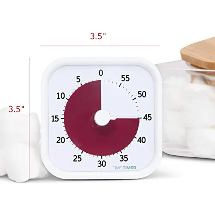 Time Timer Home MOD - 60 Minuten Visueller Timer Home Edition – Homeschooling, Timer für Schultisch, Bürotisch und Meetings mit lautlosem Betrieb (Lakenweiss) – Bild 3
