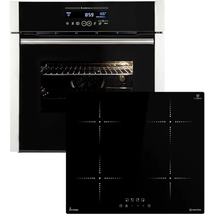 KKT KOLBE Backofen und Induktionskochfeld SET8016IH859RL, eingebautes Kochfeld mit SensorTouch, 7000W Leistung, inklusive Katalysereinigung und Dampf-Clean, 60 cm breit