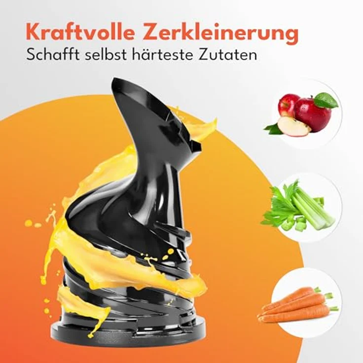 Leben Lang Slow Juicer, Entsafter mit großer Einfüllöffnung für ganze Früchte und Gemüse, inklusive Rezepte im E-Book – Bild 5