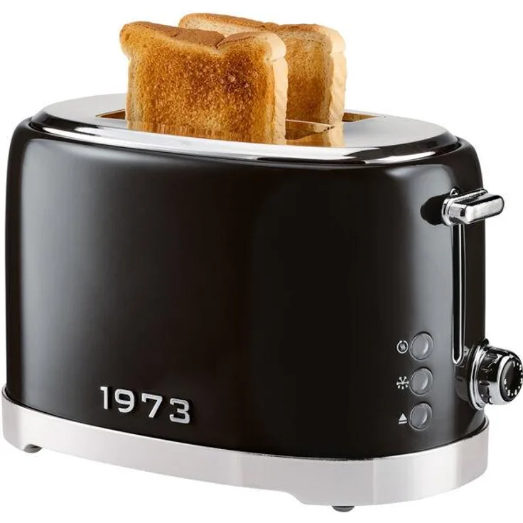 Silvercrest Toaster Toasterautomatik EDS Chrom Retro STR 980 A1, schwarz, 6 Bräunungsstufen, Auftau- und Aufwärmfunktion, Auto-Lift und Brötchenaufsatz