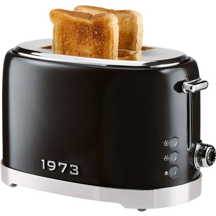Silvercrest Toaster Toasterautomatik EDS Chrom Retro STR 980 A1, schwarz, 6 Bräunungsstufen, Auftau- und Aufwärmfunktion, Auto-Lift und Brötchenaufsatz