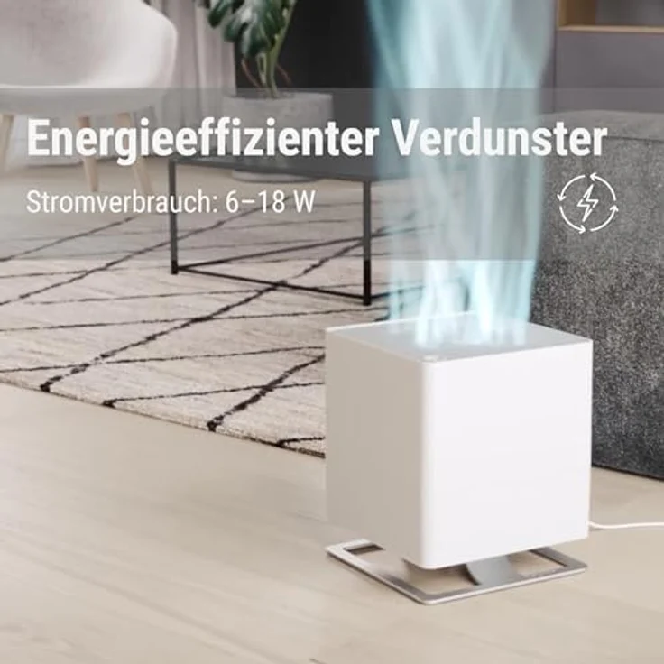 Stadler Form Luftbefeuchter Oskar, energiesparender Raumbefeuchter für Räume bis 50 m², Verdunster mit Abschalt-Automatik, dimmbare LEDs, sehr leise, schwarz – Bild 2