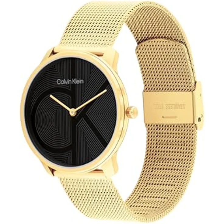 Calvin Klein Quarzuhr CK ICONIC 35 mm 25300016, Damenuhr mit Edelstahlarmband, schwarz- und goldfarben – Bild 2