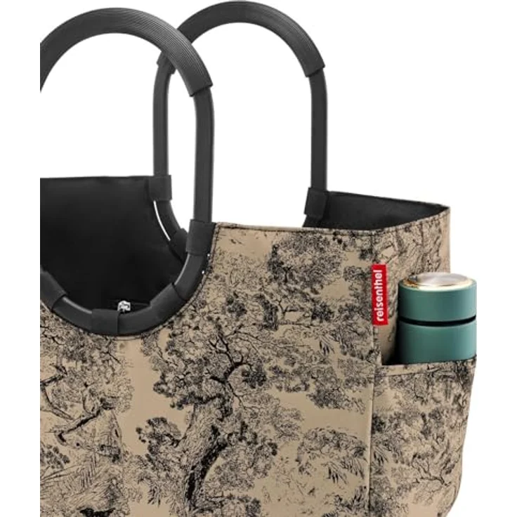 reisenthel loopshopper L, Einkaufstasche im Jacquard Design, 25 l Volumen, braun, mit Innenreißverschlussfach und Aluminiumgriffen – Bild 7