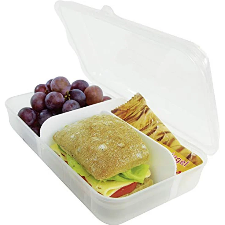 Rotho Fun Vesperdose mit 2 herausnehmbaren Trennwänden, Kunststoff (BPA -frei), transparent, Gr. L - 1.7 Liter (24,5 x 14,5 x 6,5 cm) – Bild 3