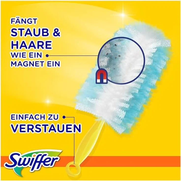 Swiffer Staubmagnet Starter-Set, 1 Griff + 7 Nachfülltücher, fängt 3x mehr Staub und Haare ein als herkömmliche Staubwedel – Bild 4