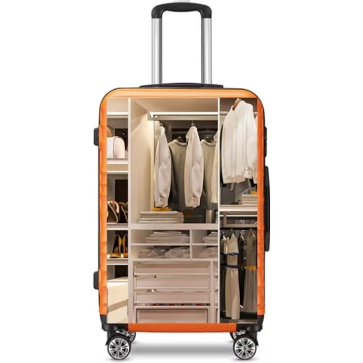 COFI 1453 Reisekoffer Koffer 3 TLG Hartschale Trolley Set Kofferset Handgepäck Gepäck Reisetasche ABS-04 Orange, hochwertige Widerstandsfähigkeit vor Stößen und Kratzern – Bild 5