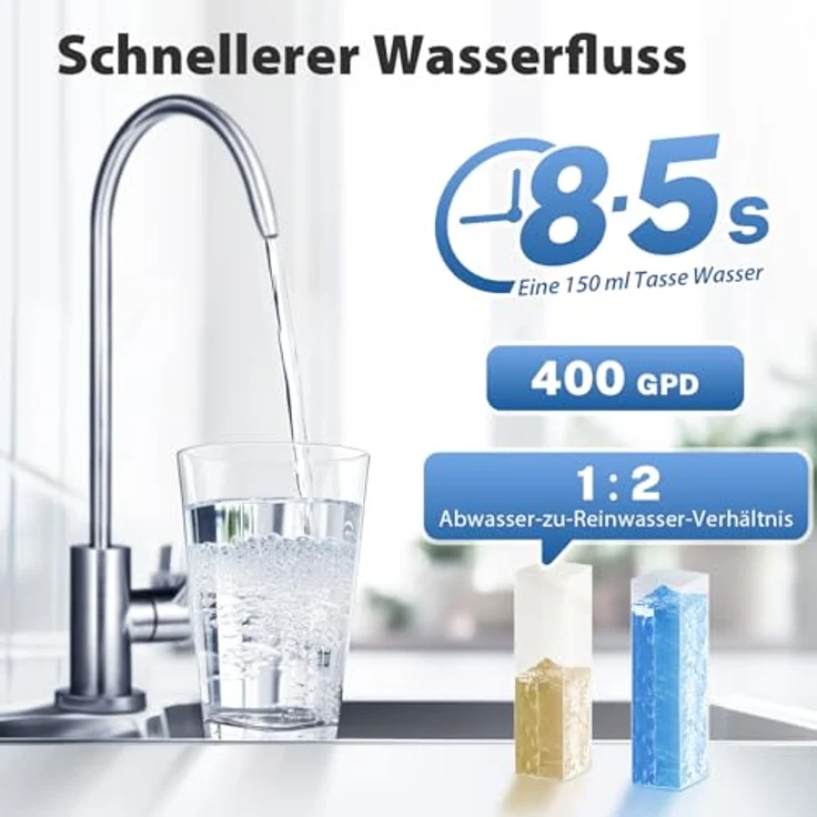 iSpring RO400EU, tanklose Umkehrosmoseanlage mit 400 GPD, 4-Stufen-Filtertechnologie, platzsparendes Design, intelligente Filterüberwachung – Bild 2