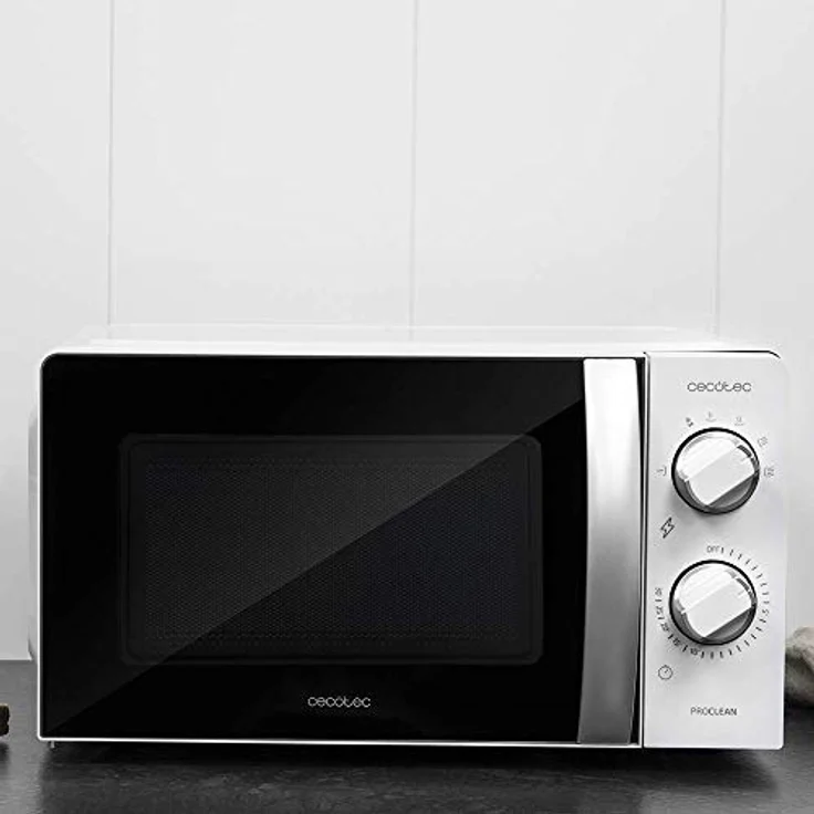 Cecotec Microondas ProClean 2010, 20 Liter Mikrowelle mit 700 Watt, 6 Funktionsstufen, 30 Minuten-Timer, 3D Wave-Technologie, weiße Endverarbeitung, schwarze Tür – Bild 2