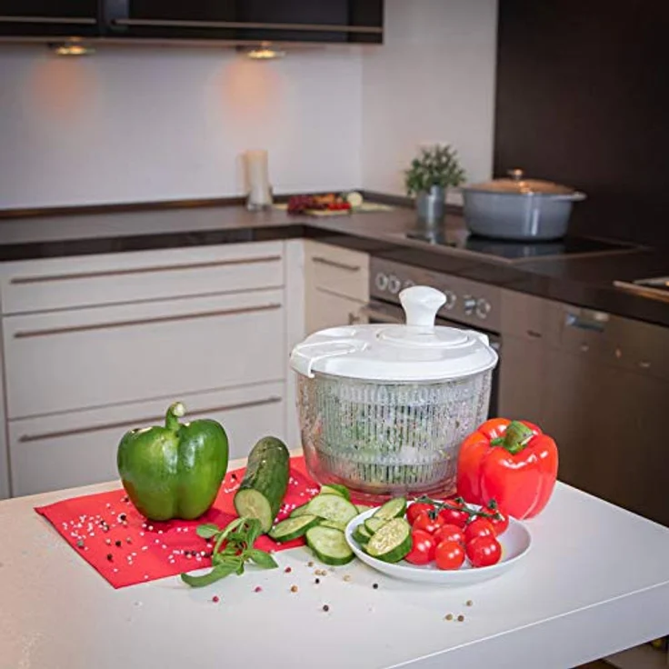 Küchenprofi Mini Salatschleuder , Inklusive Schüssel, Deckel, Kurbel und Sieb , Spülmaschinenfester Kunststoff , 2,5 L Inhalt , Trockner für Salat, Beeren, Kräuter und Pilze – Bild 5