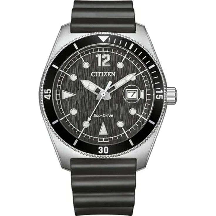 Citizen Eco-Drive Marine Sports Solar Herrenarmbanduhr, Quarzwerk mit Kalenderfunktion, Schwarz/Silber – Bild 1