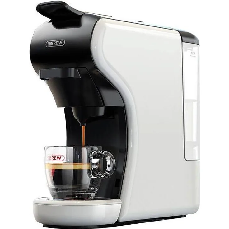 HiBREW H1A, 4-in-1 Kapselkaffeemaschine mit 19 Bar Druck, kompatibel mit Nespresso und Dolce Gusto, weiss