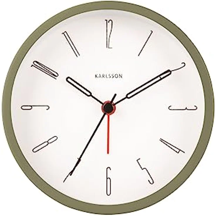 Karlsson Wecker Belle Numbers, elegante Wanduhr aus Eisen in Moss Green – Bild 2