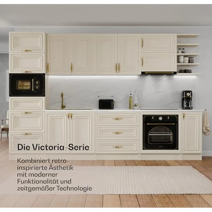 Klarstein Victoria Toaster Wasserkocher Set, Retro Design, 2 Scheiben Toaster mit 7 Bräunungsstufen & Brötchenaufsatz, 1,7L Wasserkocher mit Kalkfilter, Schwarz – Bild 2
