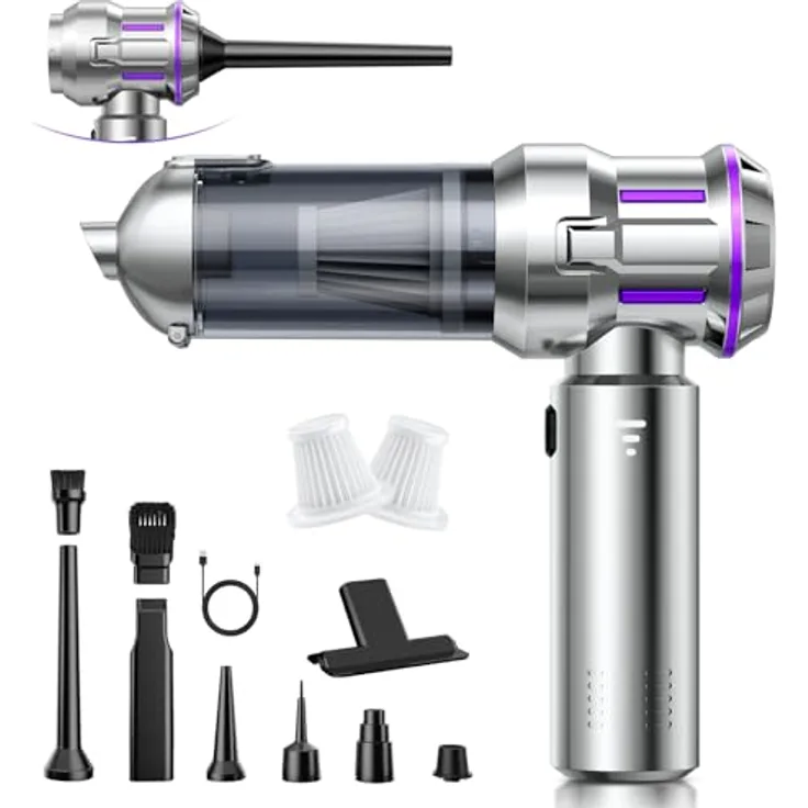 CUGEFRE Handstaubsauger, 25000Pa Kabellos mit 1-Knopf-Selbstentleerung, 4-in-1 Multifunktion, Bürstenloser Motor, 3 Saugstufen, Ideal für Auto und Haushalt