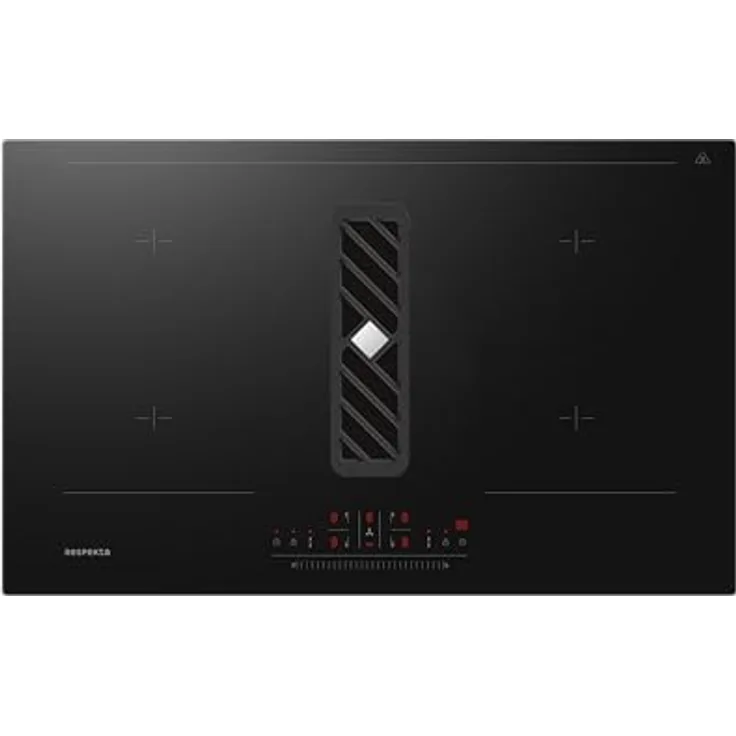 Respekta Kochfeldabzug Backdraft Downdraft Muldenabzug Induktion 83 cm Calima, Touch-Control-Bedienung, 4 separate Kochzonen, Bridge-Funktion, teilgeführte Umluft, integrierter Dunstabzug, inkl. Kohlefilter-Set, schwarz