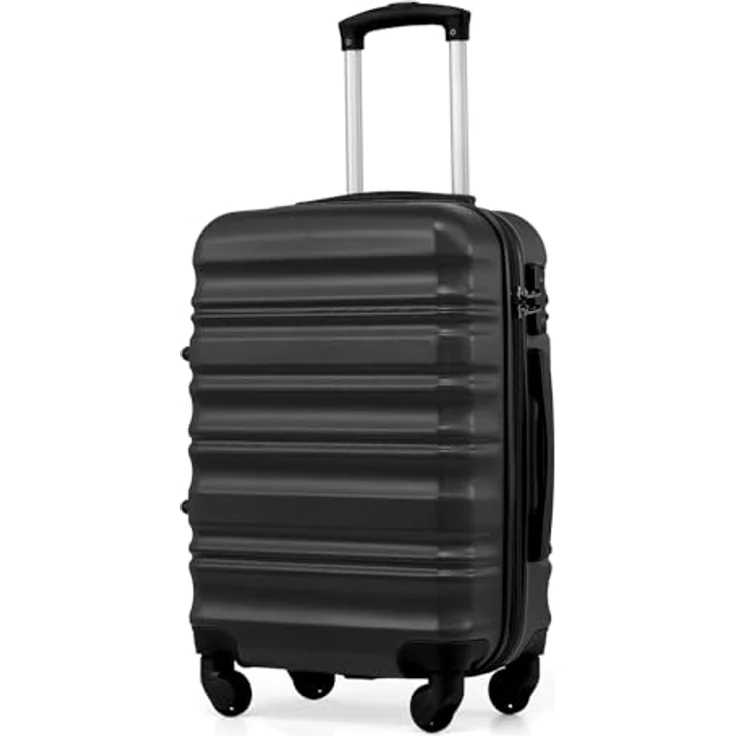 COOLIFE Hartschalen-Koffer Trolley, Handgepäck mit TSA-Schloss und 4 Spinner-Rollen, Schwarz, 56 x 39 x 22 cm – Bild 1