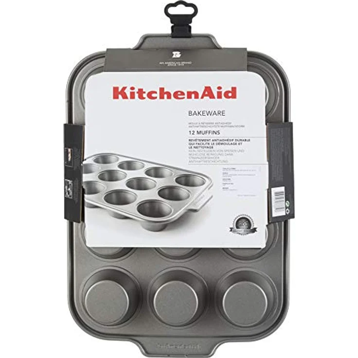 KitchenAid Bakeware Muffinblech aus aluminisiertem Stahl, PFAS-frei, antihaftbeschichtet, ofenfest, spülmaschinenfest, Grau – Bild 2