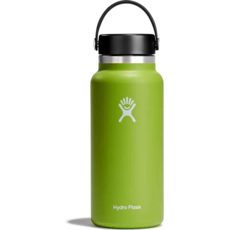 HYDRO FLASK - Trinkflasche 946ml (32oz) - Isolierte Wasserflasche aus Edelstahl - Sportflasche mit auslaufsicherem Flex Cap-Deckel & Gurt - Thermoflasche Spülmaschinenfest - Weite Öffnung - Seagrass