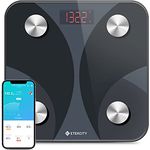 ETEKCITY Körperfettwaage,Personenwaage,ultraschlanke Smarte Waage APP 12 Körperdaten Analysiert BMI,Gewicht,Muskelmasse,Wasser,Protein,BMR usw. IOS&Android,180 kg/400 lb/28 st,Schwarz,1,1.05kg