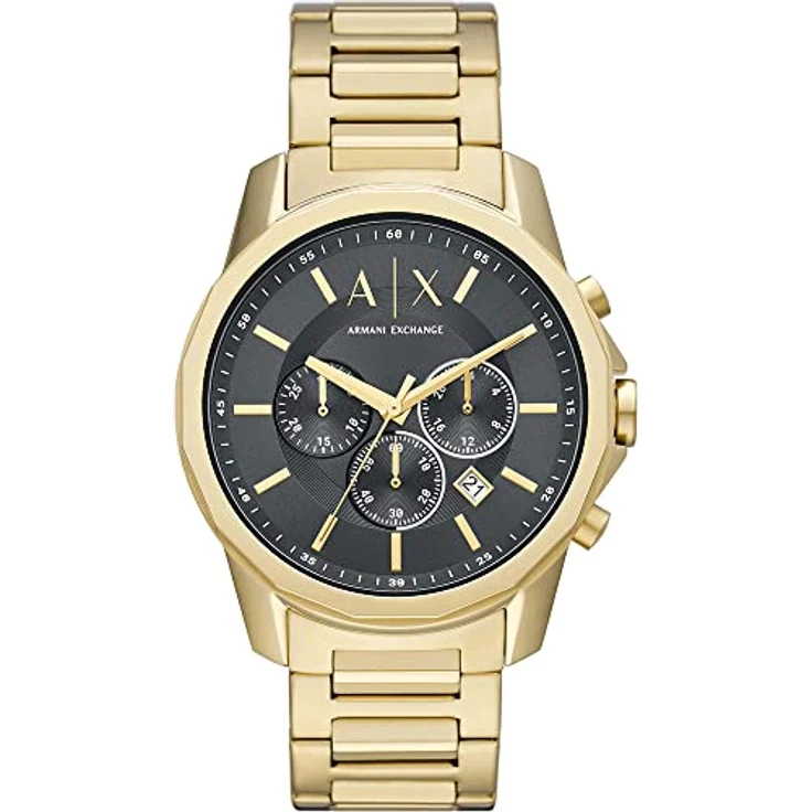Armani Exchange Uhr für Herren , Chronographenwerk, 44mm Gold Edelstahlgehäuse mit Edelstahlarmband, AX1721 – Bild 1