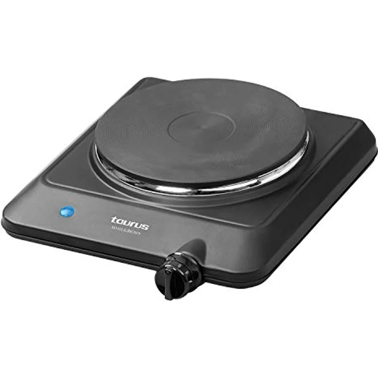 Taurus Volcano uno – tragbarer elektrischer Kochfeld, 1500 W, Durchmesser 18 cm, Temperatur verstellbar, 9 Stufen, 24,5 x 28 x 8,5 cm, Schwarz – Bild 1