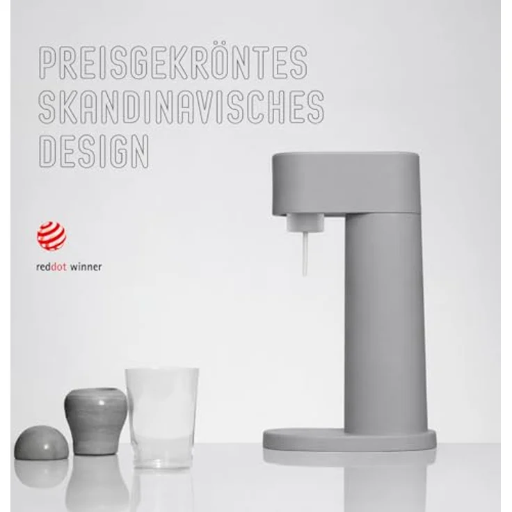 Mysoda Woody Set, Wassersprudler aus erneuerbarem Holzkomposit mit 1L Quick-Lock BPA-freier Plastikflasche und CO2-Zylinder, grau – Bild 3