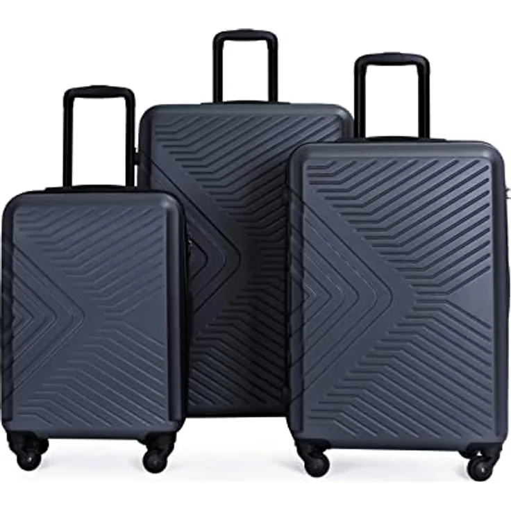Travelhouse Bali Stabiler Koffer-Set 3tlg. Trolley Koffer Reisekoffer Grau ABS Hartschale Kofferset 4 Rollen TSA Kombinationsschloss