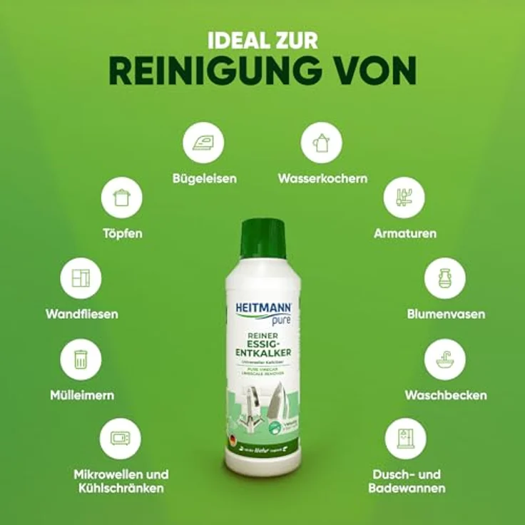 HEITMANN Heitmann pure Reiner Essig-Entkalker 500ml, Universalentkalker für Küche und Bad, umweltfreundlich – Bild 5
