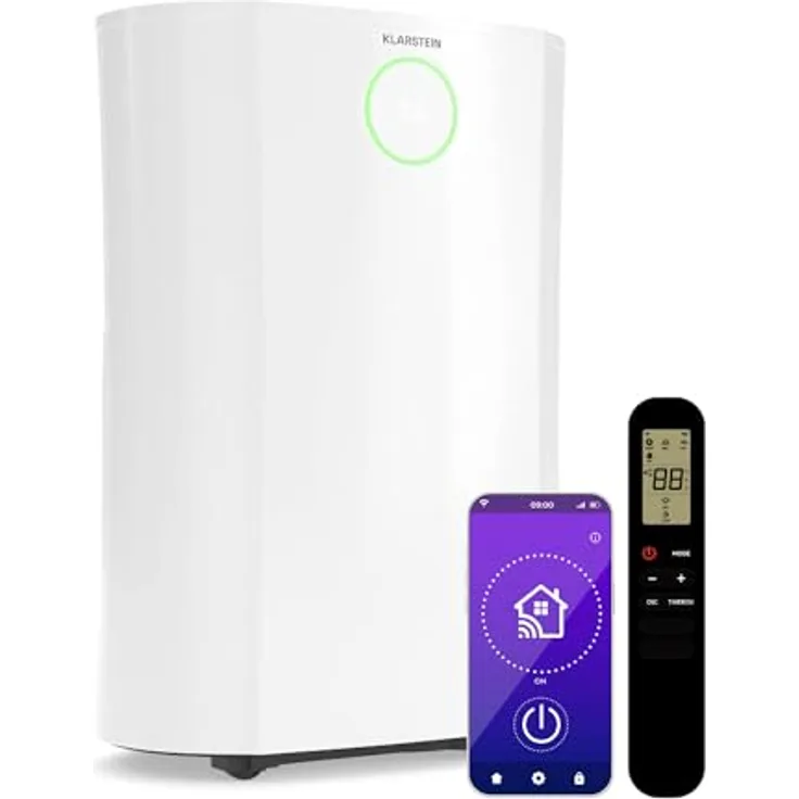 Klarstein DryFy ProConnect 16L Luftentfeuchter - 285W, WiFi, Aktivkohlefilter, 24h Timer, leise, weiß