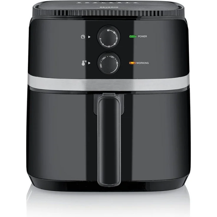 Severin Heißluftfritteuse FR 2452, 5 Liter Garraum, 1500 W, ohne Fett, antihaftbeschichtet, schwarz/silber