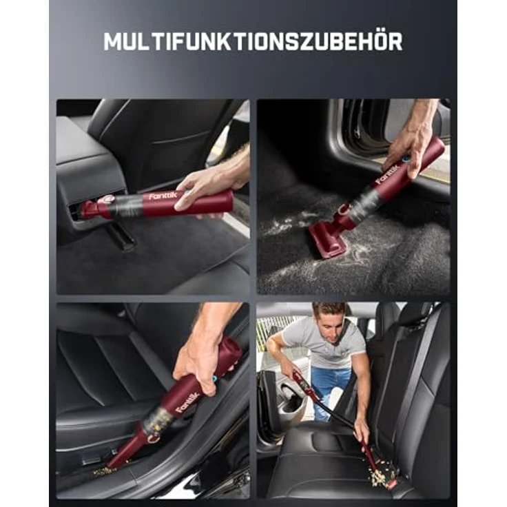 Fanttik Slim V8 Apex Akku-Autostaubsauger, 19000 Pa Saugkraft, 4-in-1 Multifunktion, tragbar, Rot – Bild 5