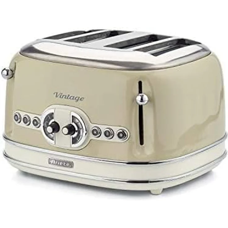Ariete 156 Vintage, Toaster für 4 Scheiben, 1600 W, 6 Toaststufen, aus Pastellbeige lackiertem Edelstahl, ohne Zangen – Bild 10