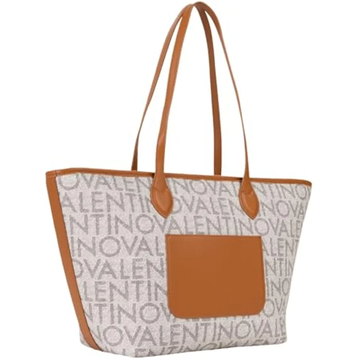 Valentino Logo Shopper Tasche, 50 cm, braun, aus 100% Polyurethan – Bild 3
