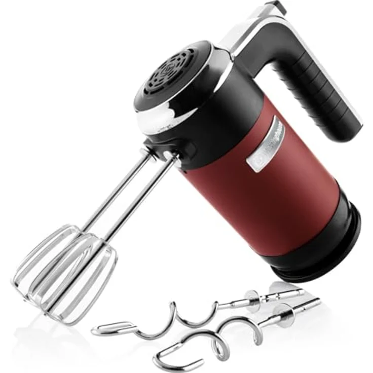 Westinghouse WKHM250RD Handmixer, 350W, 6 Geschwindigkeiten, Turbo-Stufe, Edelstahl, rot – Bild 3
