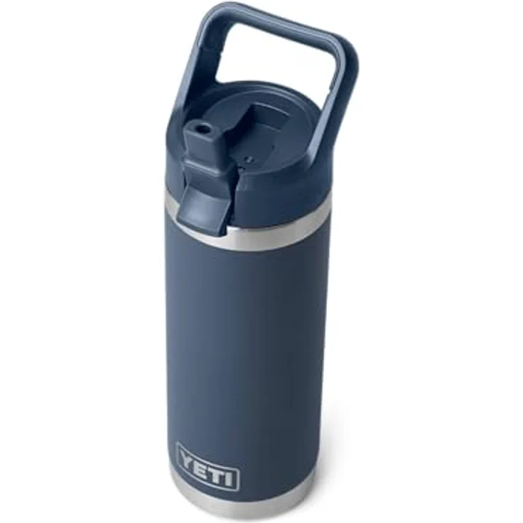 YETI Rambler C Flasche, 18 oz (532 ml) mit auslaufsicherem Trinkhalmdeckel, Edelstahl, navy – Bild 1