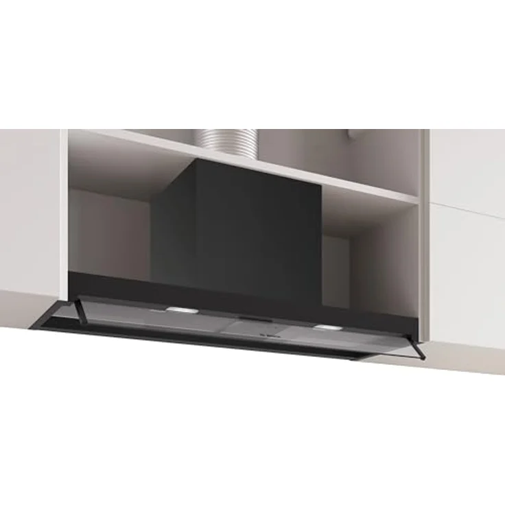 Bosch DBB95CC60, Serie 4, Integrierte Designhaube 90 cm, Klarglas, Mattschwarz, 3 Leistungsstufen, Abluft- und Umluftbetrieb – Bild 2