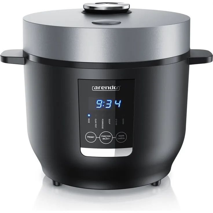 Arendo Reiskocher, Digitaler Dampfgarer, 5 Kochprogramme, Timer, Warmhaltefunktion, Display