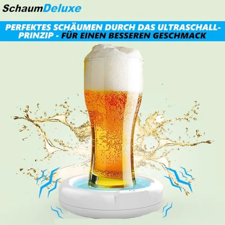 SchaumDeluxe Elektrischer Bieraufschäumer Bier Aufschäumer, Ultraschall Biersprudler Getränke Untersetzer, auch als Milchaufschäumer/Milchschäumer geeignet – Bild 2