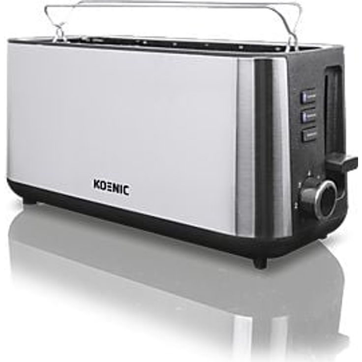 KOENIC KTO 4325 M Toaster, 4 Scheiben, 7 Röststufen, Auftau- & Aufwärmfunktion, Toast-Zentrierung, Krümelschublade, Edelstahlrahmen