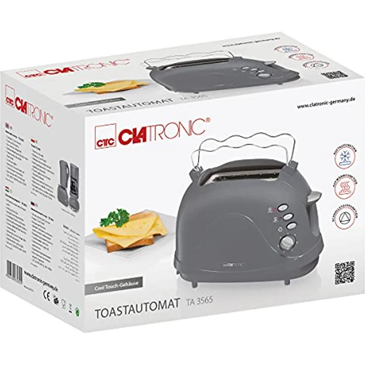 Clatronic TA 3565 2-Scheiben-Toaster, Cool-Touch Gehäuse, 700W, grau – Bild 6