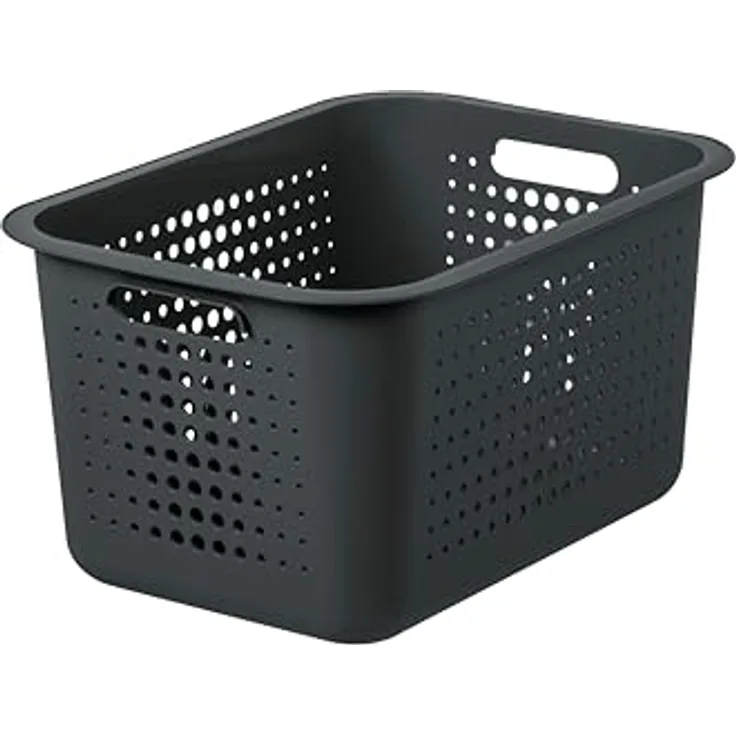 SmartStore 13L Aufbewahrungskorb, recyceltes Plastik, stapelbar, Taupe, L37 x B28 x H20 cm, 10 Jahre Garantie
