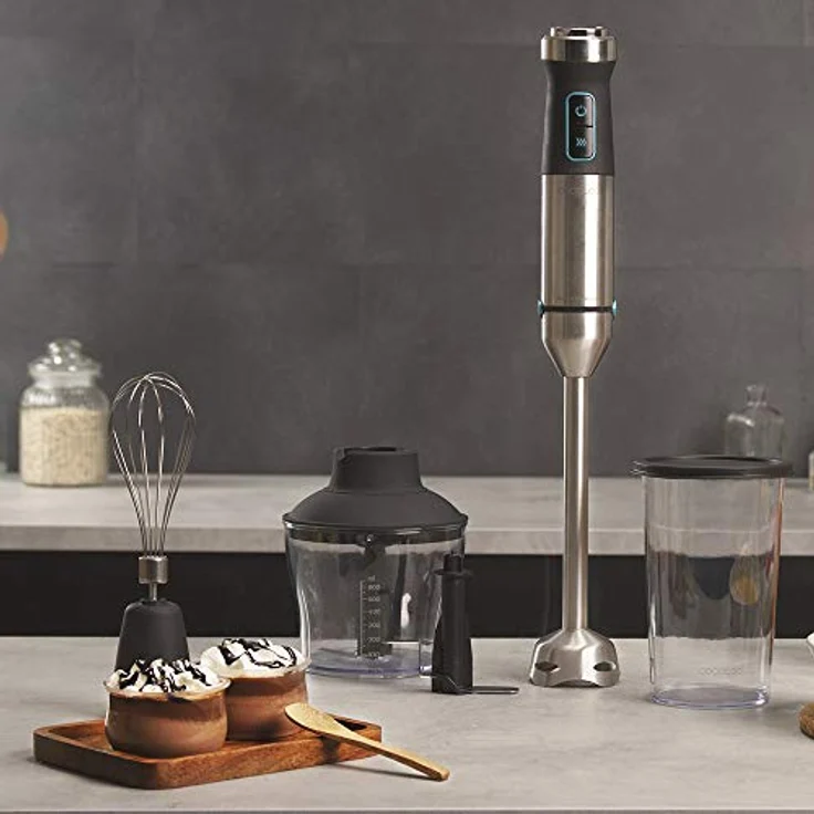 Cecotec Handrührgerät Power TitanBlack 1500 XL Cream & Crush Stabmixer 1500 W, 0,8 Liter, inkl. Zerkleinerer, Schneebesen, schwarz, silber – Bild 3